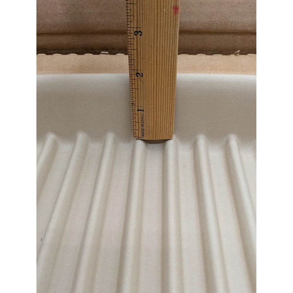 Pampered Chef Small Ridged Baker 1342 9x6.75 Stoneware Baking Dish Beige USA